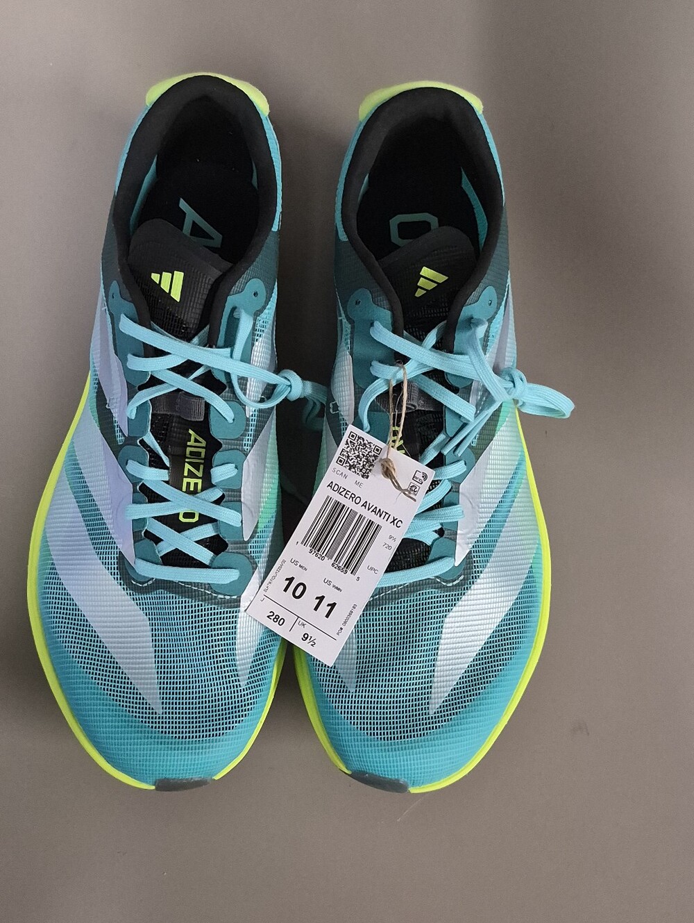 Adidas Unisex Adizero Avanti XC Spikes, Flash Aqua/Zero Met/ Lucid Lemon - Picture 13 of 14